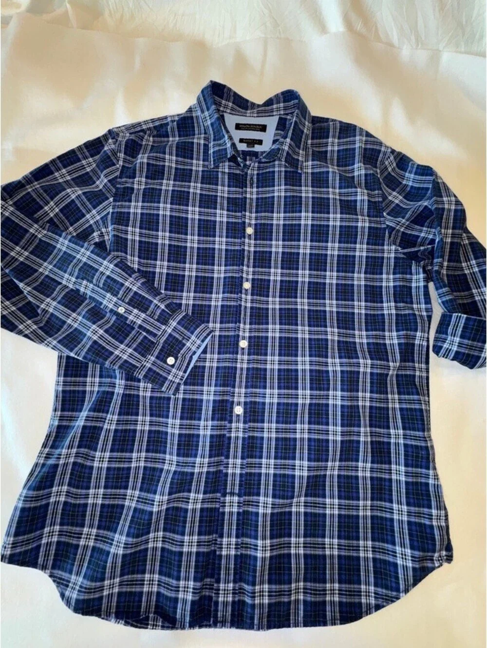 Banana Republic Grant Fit Custom 078 Wash Men's XL Blue Plaid Button-Down Shirt
